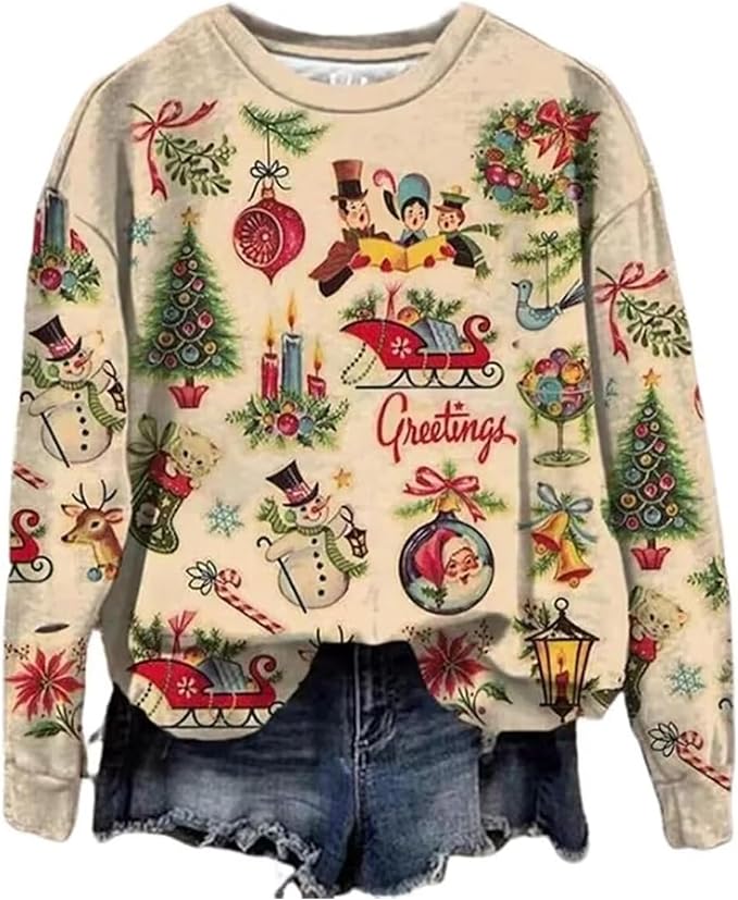 GREFLYING Vintage Christmas Shirts For Women