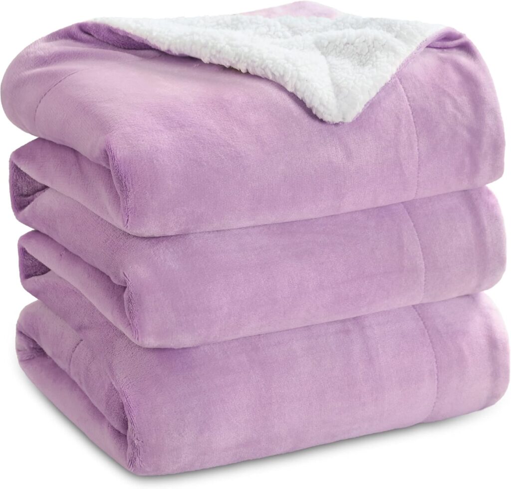 Bedsure GentleSoft Sherpa Fleece Blankets Queen Size for Bed