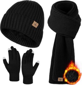3 PCS Winter Hat Scarf Gloves Set