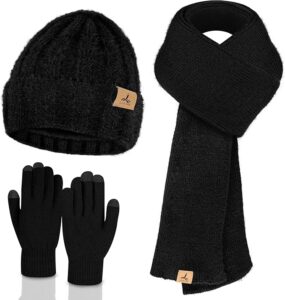 Winter Beanie Hat Scarf Gloves Set
