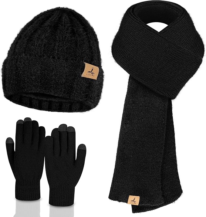 Winter Beanie Hat Scarf Gloves Set