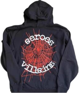 Hip Hop Spider Web Plush Hoodie Set