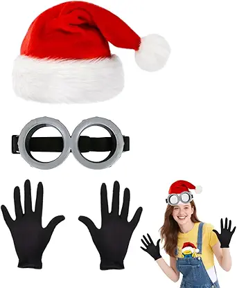 Santa Hat Set 3pc - Goggles Glasses