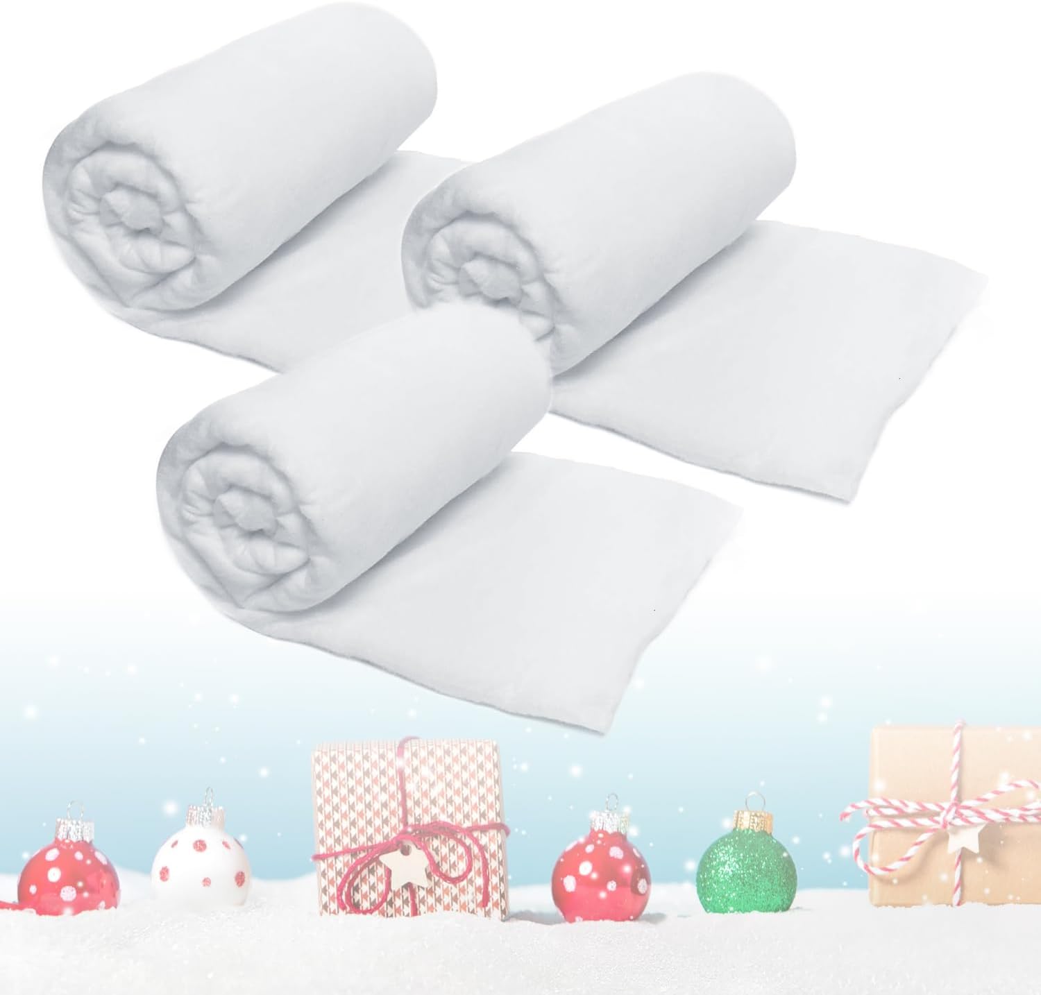PREXTEX Pack of 3 Artificial Snow Blanket Roll