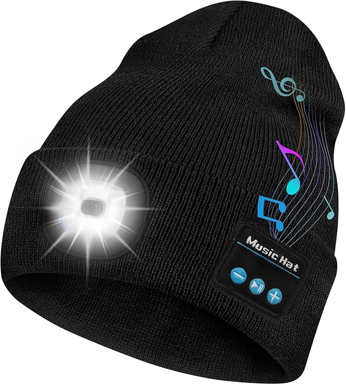 Bosttor Bluetooth Beanie Hat with Light,