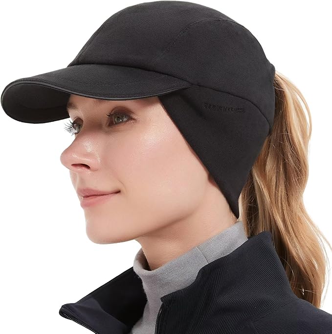 Women's Winter Reflective Fleece Ponytail Hat