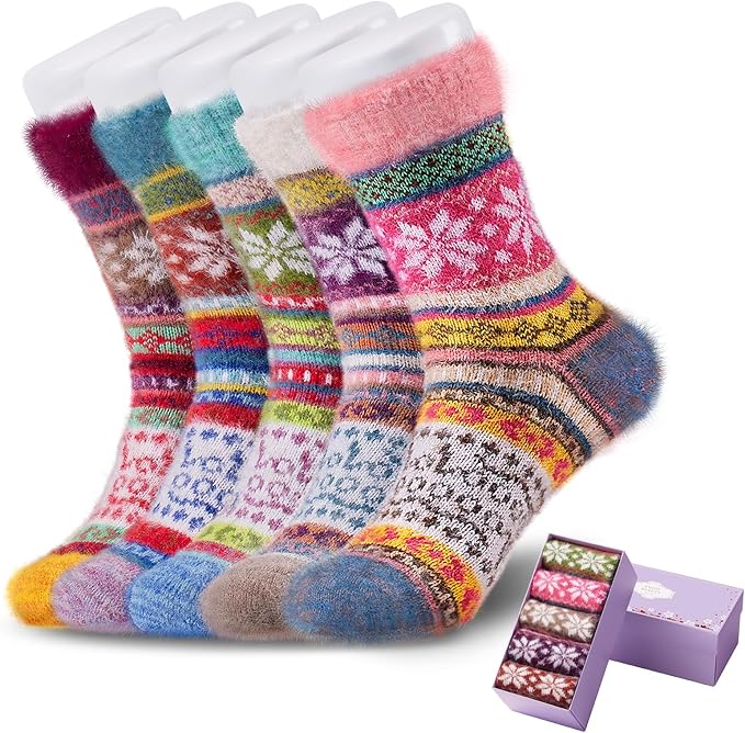 ICEIVY 5 Pair Fuzzy Cozy Socks for Women