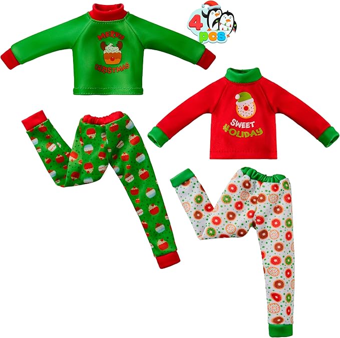JOYIN 4 Pcs Christmas Santa Ugly Sweaters for Doll