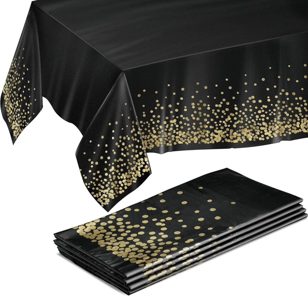 Prestee 4 Pack Gold and Black Table Cloth