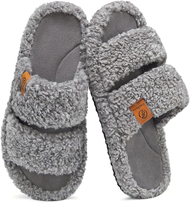 EverFoams Women's Fuzzy Open Toe Slippers