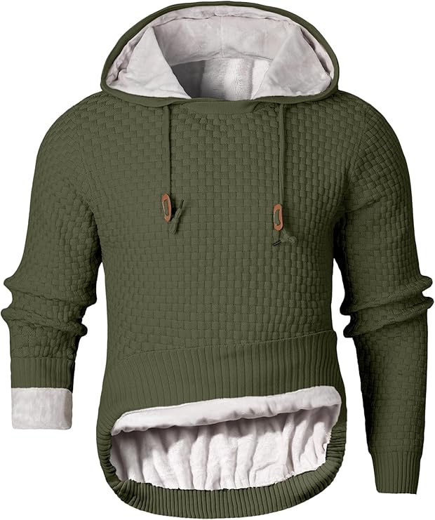 Zaitun Men's Short Plush Lined Hooded Sweater