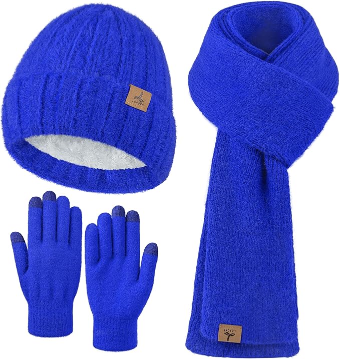 Winter Beanie Hat Scarf Gloves