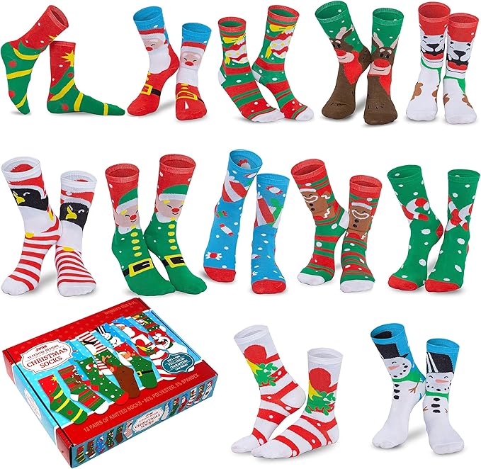 JOYIN 12 Pairs Christmas Socks for Women