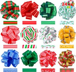 JOYIN 24 PCS Christmas Wrap Ribbon Pull Bows